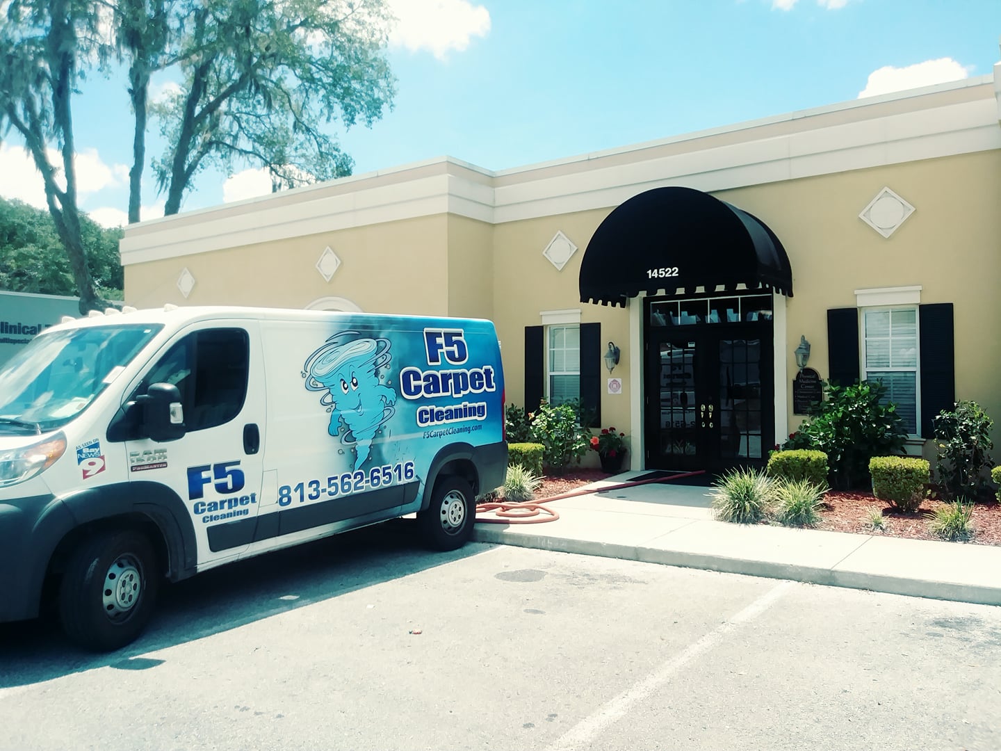F5 Carpet Cleaning Van and Commercial Building